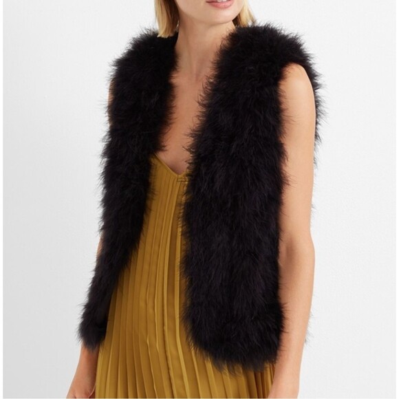 Club Monaco Vest Womens S Violet Feather Open Front Gilet Rock Punk Glam $198 - Picture 12 of 16
